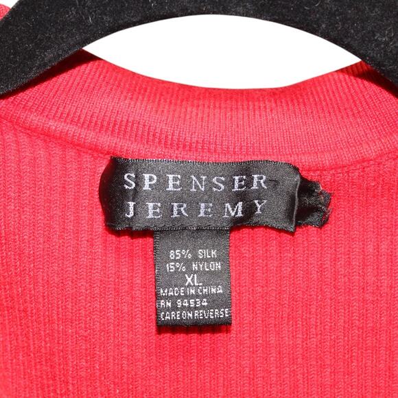 Vintage Spencer Jeremy Silk Blend Ribbed Sweater XL Red - Picture 7 of 7